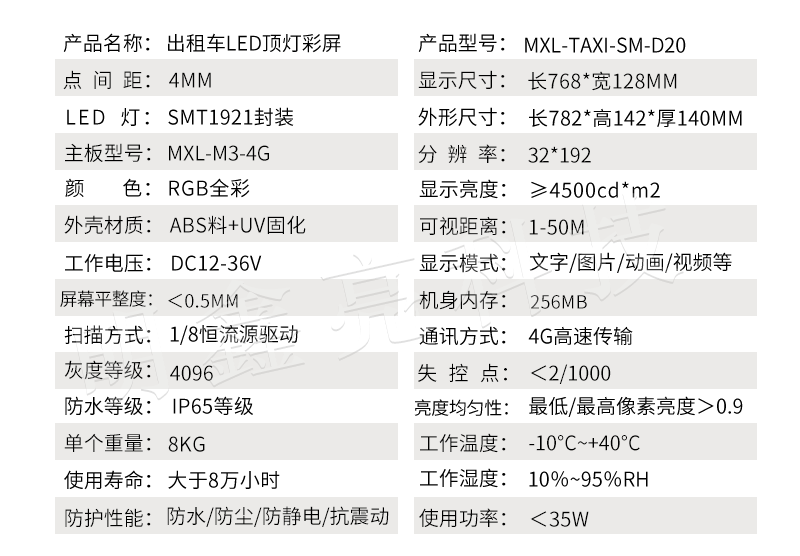 出租车LED顶灯屏D20款(图1)